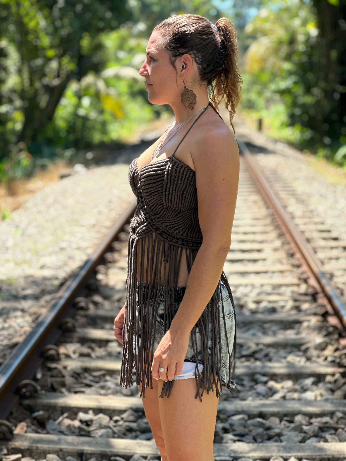 𝐒𝐎𝐔𝐋𝐎ᛉ𝐄 Handmade Macramé Fringe Top – One of a Kind