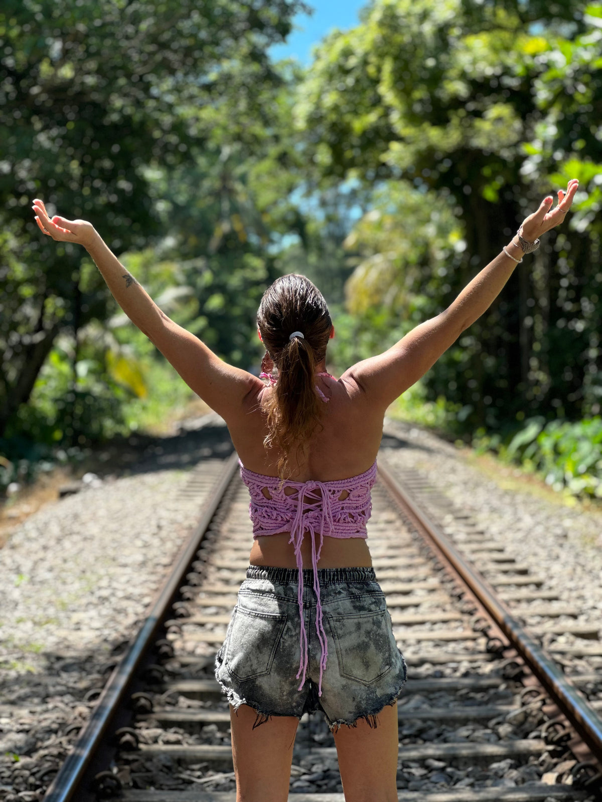 𝐒𝐎𝐔𝐋𝐎ᛉ𝐄 Handmade Mauve Macramé Top – One of a Kind