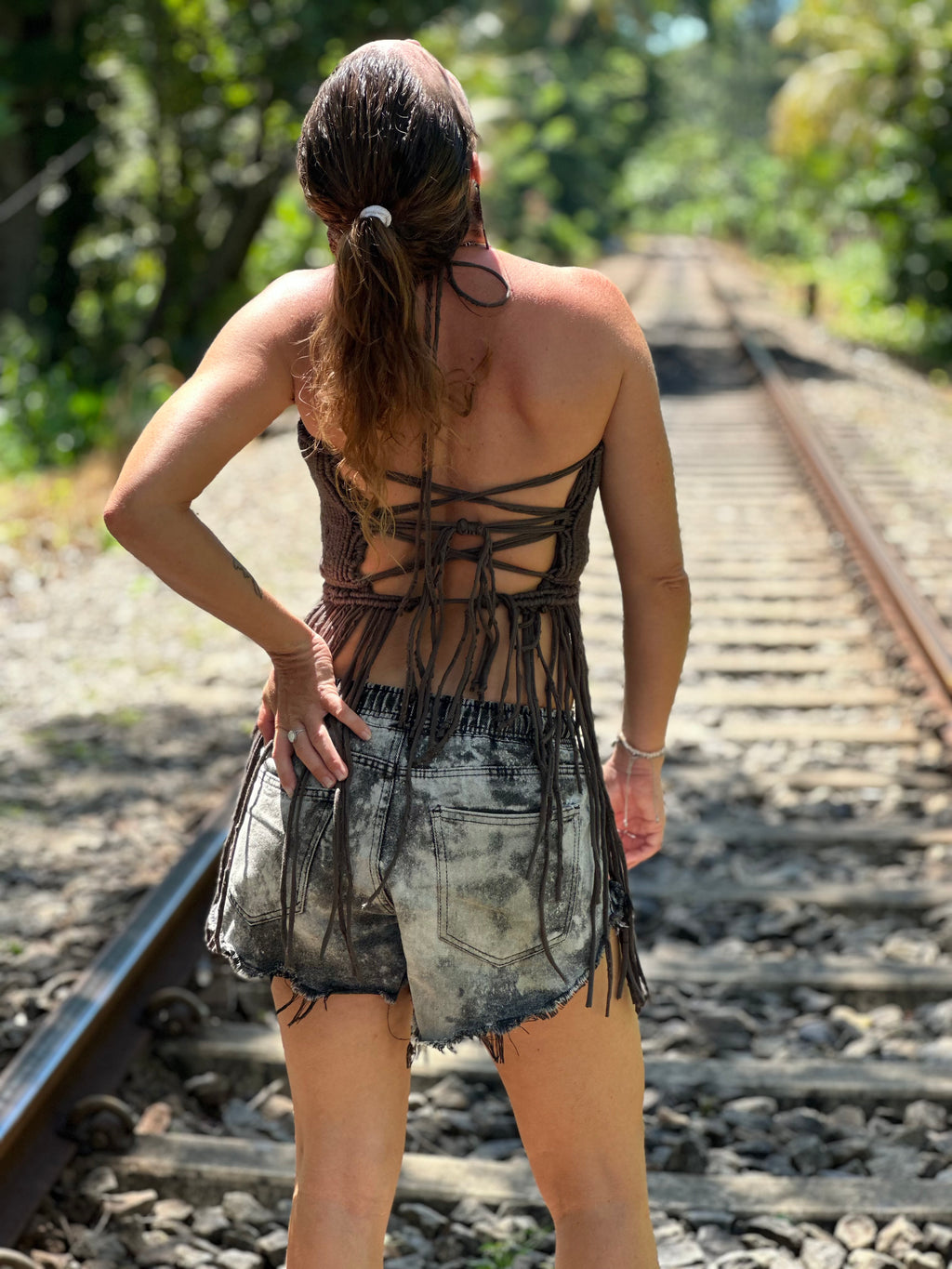𝐒𝐎𝐔𝐋𝐎ᛉ𝐄 Handmade Macramé Fringe Top – One of a Kind