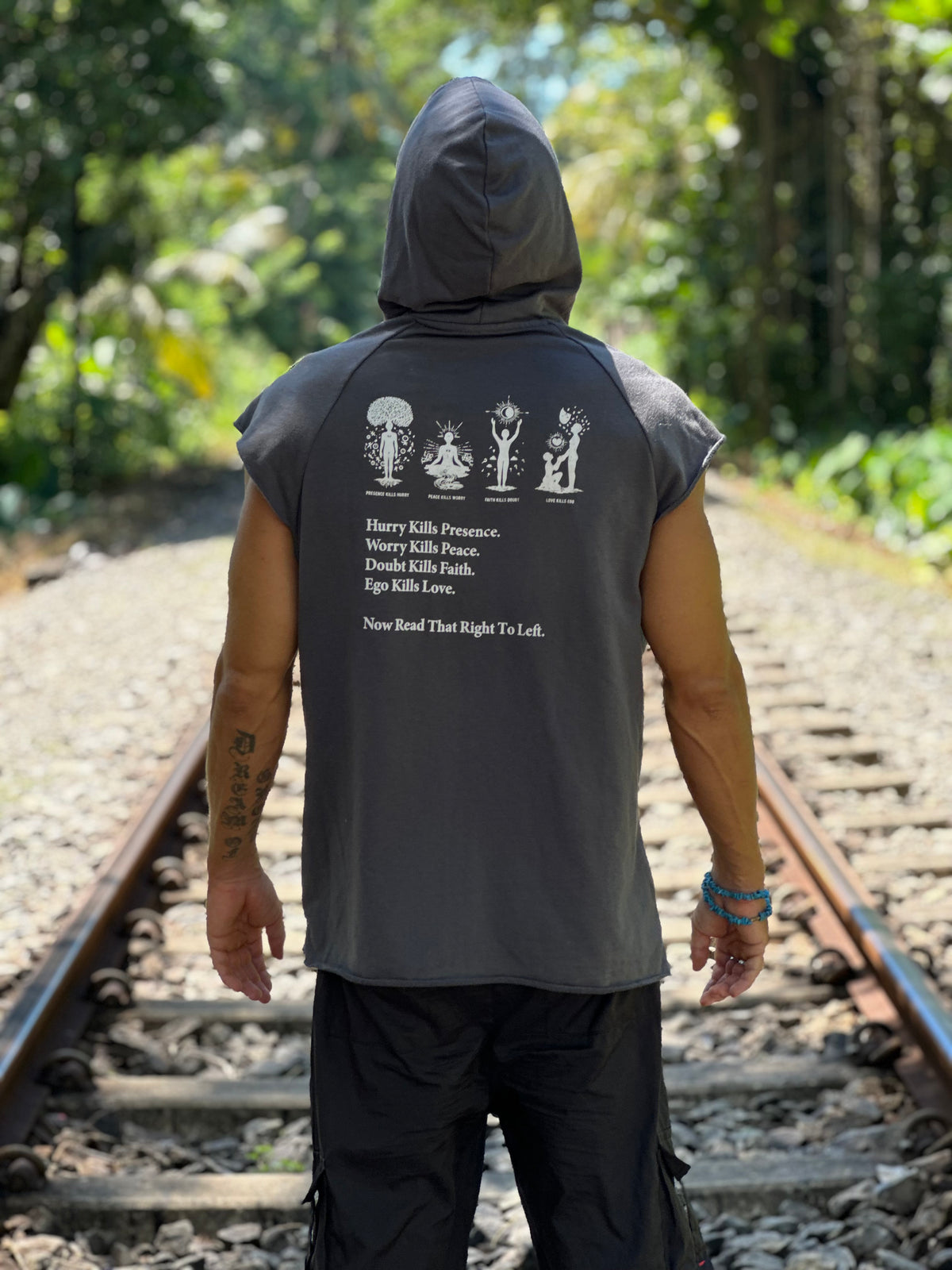 𝐒𝐎𝐔𝐋𝐎ᛉ𝐄 Free Spirit Sleeveless Hoodie – Charcoal & White
